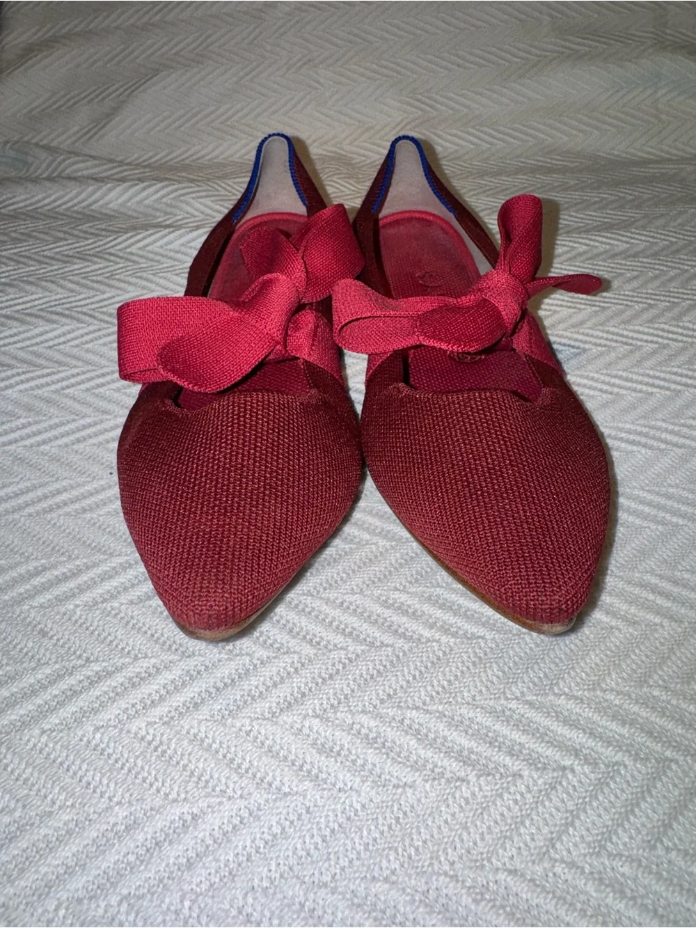 Rothy's Burgundy Pointed Bow-Detail Flats